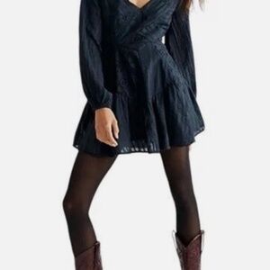 Free People Elegant Black Midi Dress